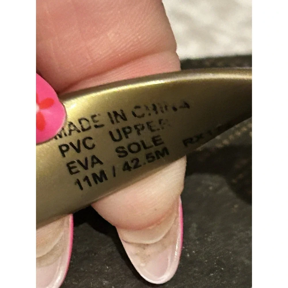 Michael Kors Womens PVC Eva Sole Gold Black Flip Flops Sandals‎ Size 11